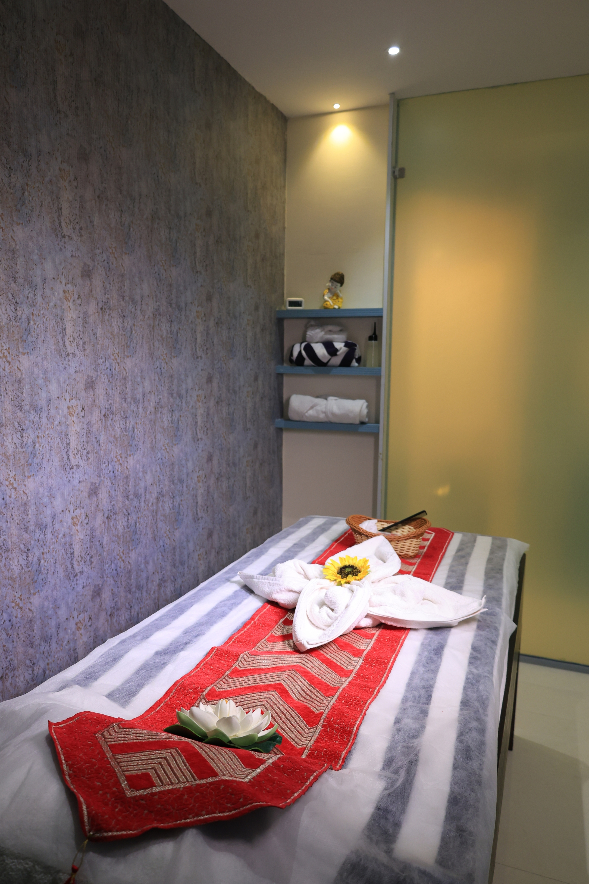 Spa interior with gold basin